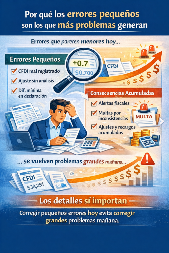 errores pequeños en la contabilidad